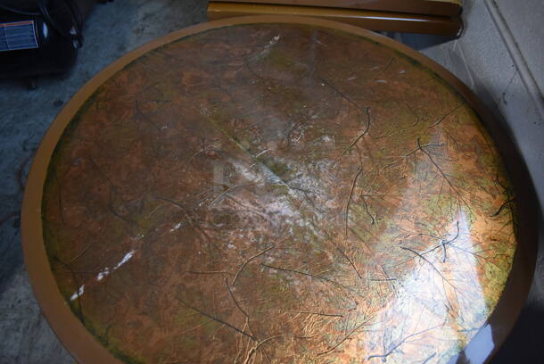 2 Leaf Patterned Round Tabletop on Black Metal Table Base. 42x42x29. 2 Times Your Bid! - Image 3 of 6