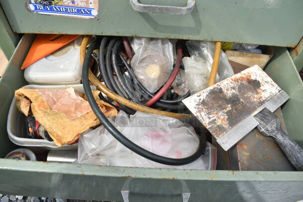 Green Metal 9 Drawer Cabinet w/ Contents.  - Image 3 of 11