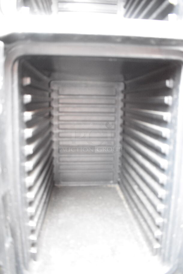Cambro UPCJ800 Black Poly Insulated 2 Cabinet Portable Catering Food Cart on Commercial Casters.  - Image 5 of 8
