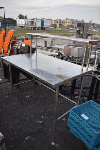 Stainless Steel Commercial Table w/ Over Shelf and Commercial Can Opener Mount. 60x36x53