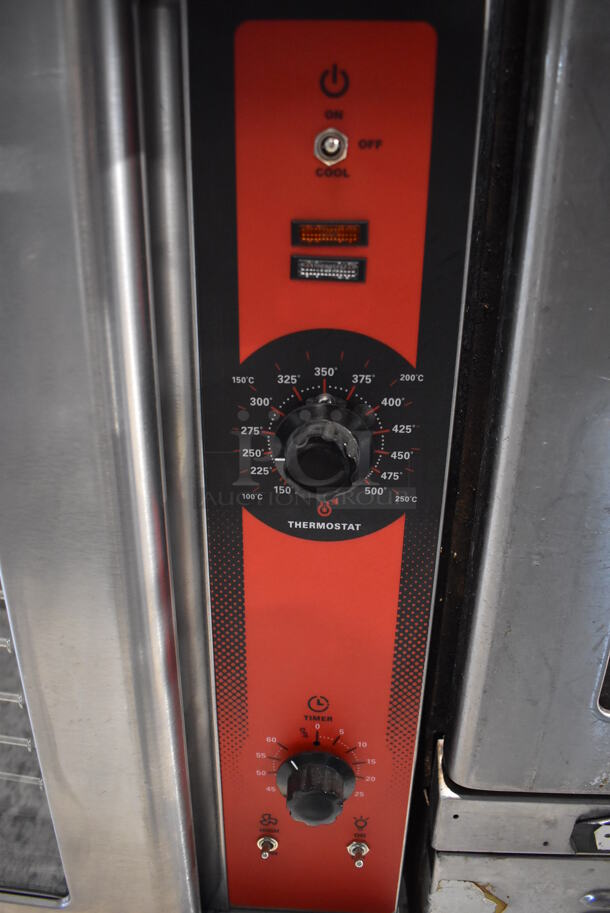 BRAND NEW SCRATCH AND DENT! Vulcan VC4ED ENERGY STAR Stainless Steel Commercial Electric Powered Full Size Convection Oven w/ View Through Doors, Metal Oven Racks and Thermostatic Controls. 208 Volts, 3/1 Phase. - Image 2 of 5