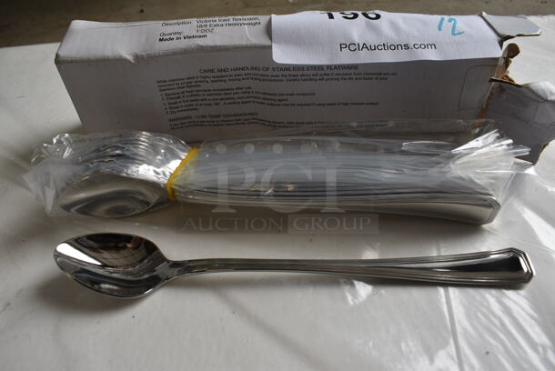 12 BRAND NEW IN BOX! Winco 0035-02 Stainless Steel Victoria Iced Teaspoons. 7.5