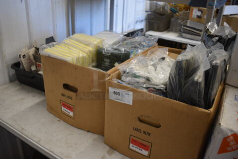 ALL ONE MONEY! Lot of 3 Boxes of Various Items Including Sponges, Pads, Drains and Wine Savers.