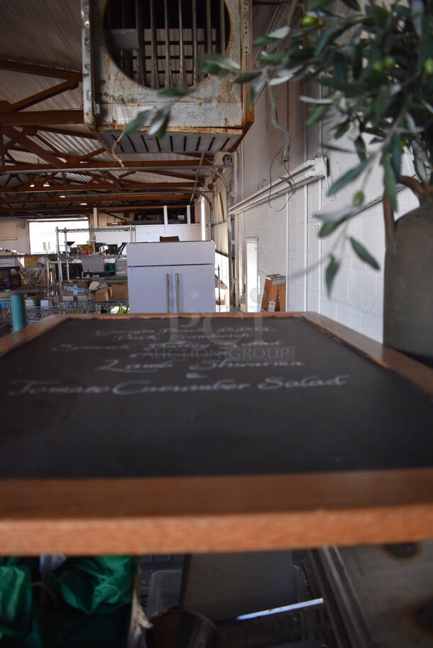 ALL ONE MONEY! Tier Lot of Various Items Including Fake Plants, Racks and Chalkboard - Image 7 of 9