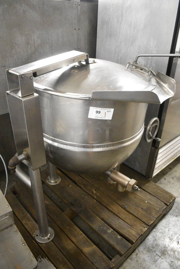 Groen DT-40 Stainless Steel Commercial Floor Style Direct Steam Powered 40 Gallon Steam Kettle.  - Image 2 of 6