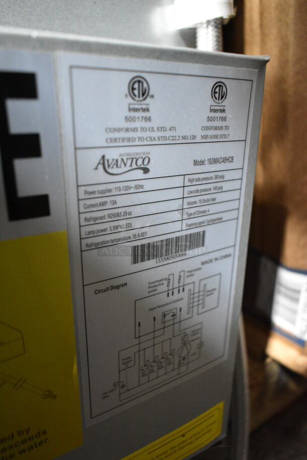 BRAND NEW SCRATCH AND DENT! Avantco 193MAC48HCB Commercial Metal 48" Black Vertical Air Curtain Merchandiser Grab N Go. 115 Volts, 1 Phase. Tested and Working! - Image 6 of 6
