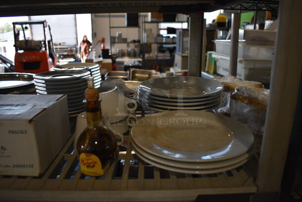 ALL ONE MONEY! Metro Lot of 4 Tiers of Various Items Including Ceramic Dishes, Scraper, Metal Bowls and Poly Bins. Does Not Include Metro Shelving Unit - Image 4 of 12