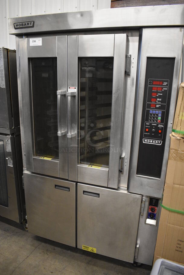 Hobart HO300E Stainless Steel Commercial Floor Style Electric Powered Mini Rotating Rack Oven on HPC800 2 Door Proofer w/ Commercial Casters. 208 Volts, 3 Phase. 48x37x81 - Image 2 of 8
