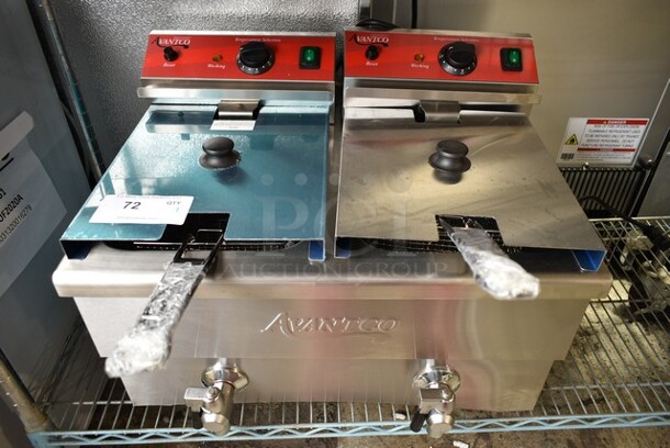 BRAND NEW SCRATCH AND DENT! 2023 Avantco F202 30 lb. Dual Tank Medium-Duty Electric Countertop Fryer. 208/240 Volts, 1 Phase.  - Image 3 of 7