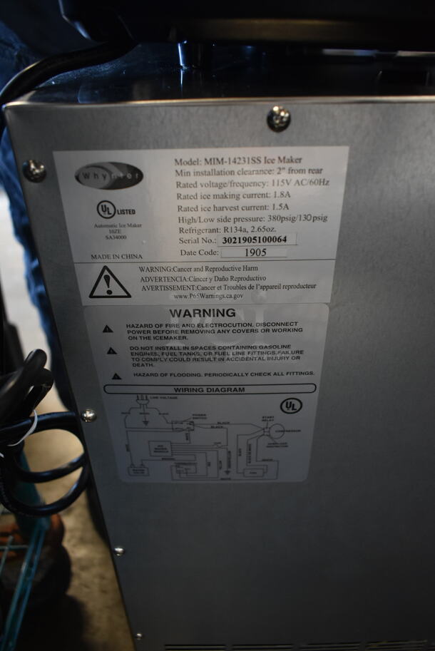 BRAND NEW SCRATCH AND DENT! Whynter MIM-14231SS 14'' Undercounter Automatic Marine Ice Maker 23lb. 115 Volts, 1 Phase. Tested and Working! - Image 6 of 6