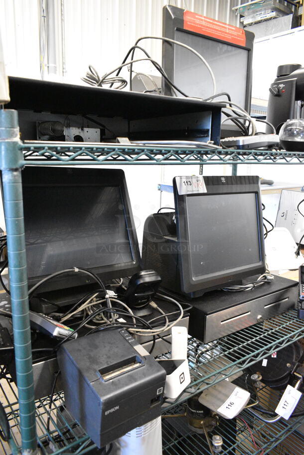 9 Various Items Including NCR POS Monitor, Epson M244A Receipt Printer, VeriFone Credit Card Reader, 2 Cash Drawers. 9 Times Your Bid!  - Image 1 of 12