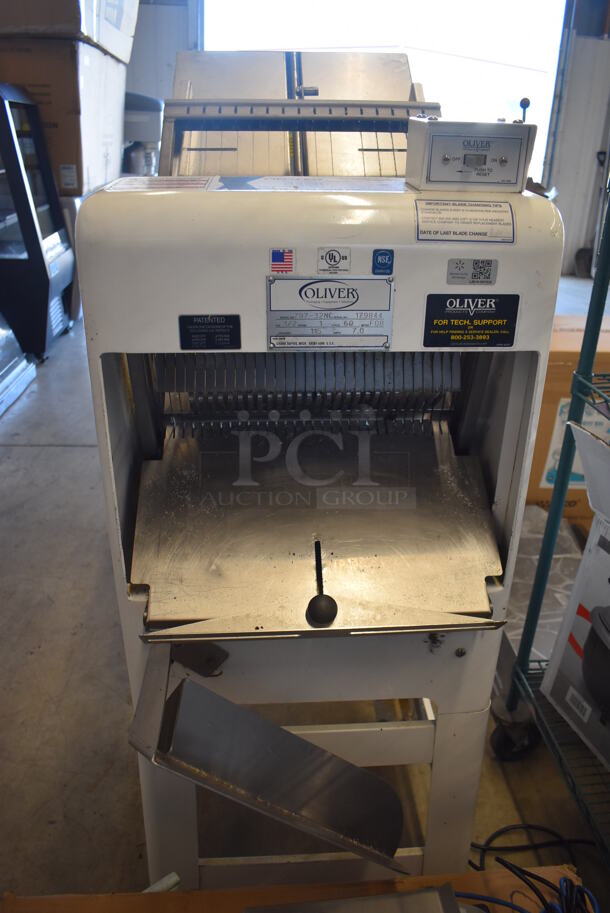 Oliver 797-32NC Metal Commercial Floor Style Bread Loaf Slicer on Commercial Casters. 115 Volts, 1 Phase. 43x22x57. Tested and Working! - Image 7 of 9