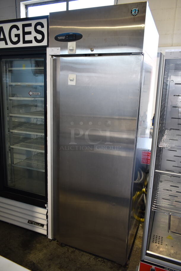 2018 Hoshizaki CF1S-FS Stainless Steel Commercial Single Door Reach In Freezer w/ Racks on Commercial Casters. 115 Volts, 1 Phase. Tested and Powers On But Does Not Get Cold