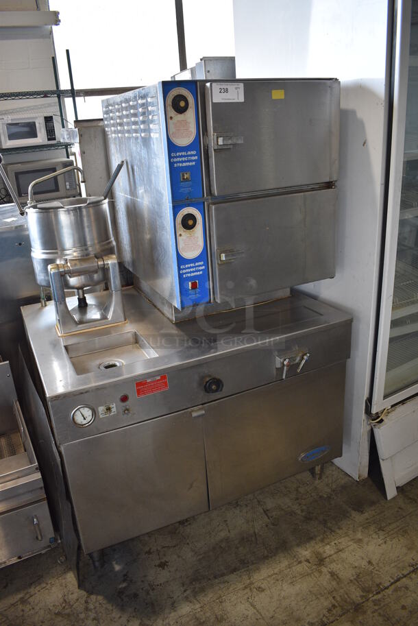 Cleveland Convection Stainless Steel Commercial Electric Powered Double Deck Steam Cabinet w/ Model TDC/2-20 Tilting Kettle. 208 Volts, 3 Phase. 42x35x62 - Image 2 of 9