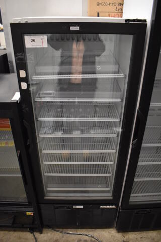 Habco SE12 Metal Commercial Single Door Reach In Cooler Merchandiser w/ Poly Coated Racks. 115 Volts, 1 Phase. 24x24x63. Tested and Working!