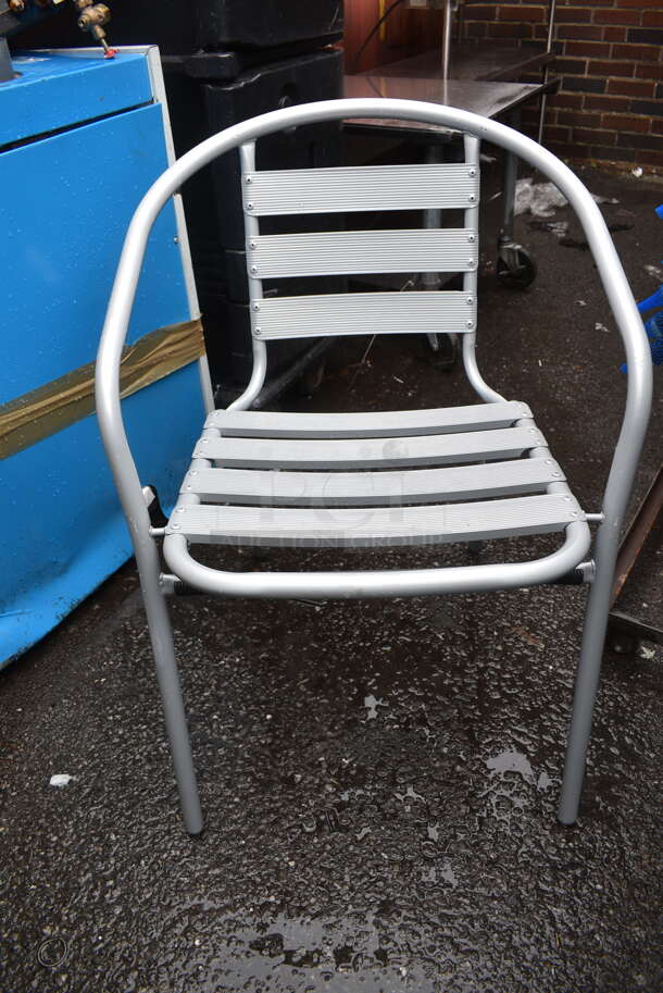 21 BRAND NEW SCRATCH AND DENT! Gray Metal Outdoor Patio Chairs w/ Arm Rests. 21 Times Your Bid! - Image 3 of 4