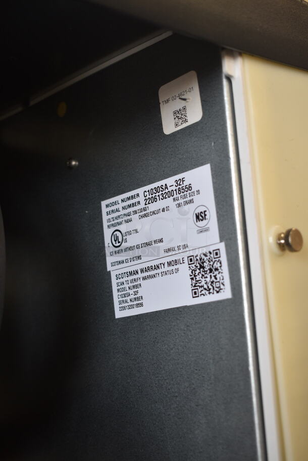 LIKE NEW! 2022 Scotsman C1030SA-32F Stainless Steel Commercial Ice Head on 2022 Scotsman B530S Stainless Steel 536 lb. Ice Bin. 208/230 Volts, 1 Phase.  - Image 10 of 10