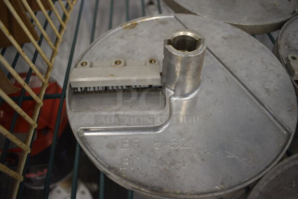 7 Various Robot Coupe Metal Food Processor Blades w/ Rack. Includes WA 5/32" GA 4, E/S 3-1/8", BR 1/8" BR 3x3, BR 5/32" BR 4x4, BR 5/64" BR 2x2. Goes GREAT w/ Lots 33 and 56! 7.5x7.5x3. 7 Times Your Bid! - Image 5 of 12