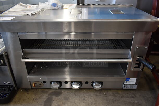 BRAND NEW SCRATCH AND DENT! 2022 Cooking Performance Group CPG 351S36SBN Stainless Steel Commercial Natural Gas Powered Salamander Broiler Cheese Melter. 36,000 BTU. - Image 3 of 8