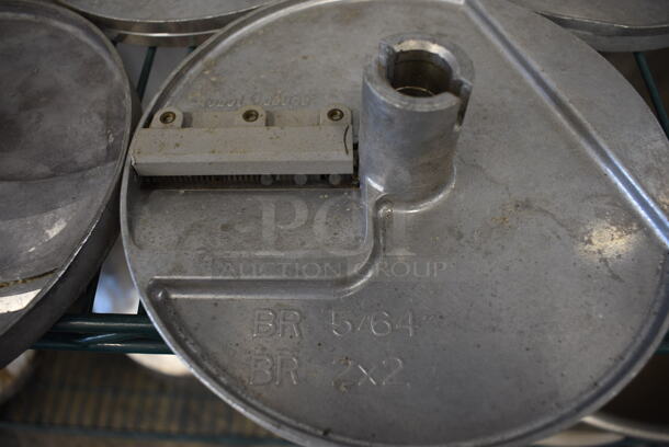 7 Various Robot Coupe Metal Food Processor Blades w/ Rack. Includes WA 5/32" GA 4, E/S 3-1/8", BR 1/8" BR 3x3, BR 5/32" BR 4x4, BR 5/64" BR 2x2. Goes GREAT w/ Lots 33 and 56! 7.5x7.5x3. 7 Times Your Bid! - Image 7 of 12