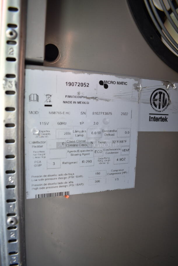 2022 Micro Matic MBB78S-E HC Stainless Steel Commercial Direct Draw Kegerator w/ 2 Kegs, 4 Couplers and 4 Head Beer Tower. 115 Volts, 1 Phase. Tested and Powers On But Does Not Get Cold - Image 6 of 6