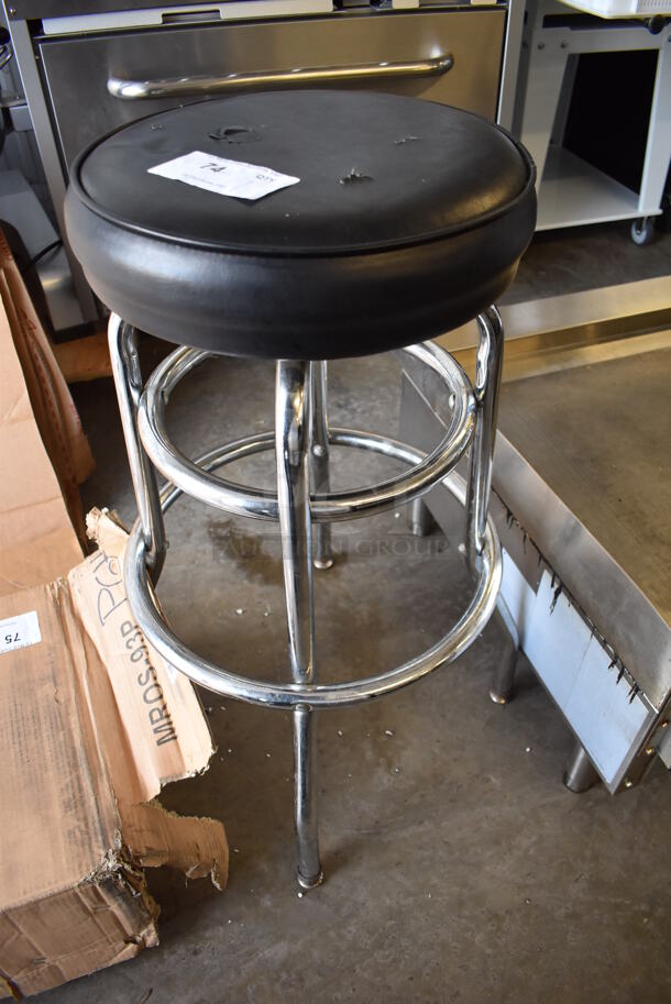 Stool w/ Black Cushion and Chrome Finish Legs. 16x16x30 - Image 2 of 3