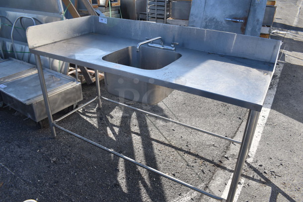 Stainless Steel Commercial Single Bay Sink w/ Faucet, Handles, Back Splash and Side Splash Guards. 71x31x43. Bay 19.5x19.5x11 - Image 1 of 4