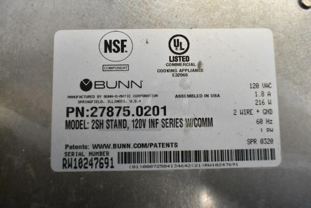2020 Bunn 2SH STAND Stainless Steel Commercial Countertop Double Coffee Satellite Server Stand. 120 Volts, 1 Phase. Tested and Does Not Power On - Image 4 of 4