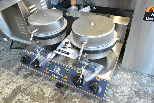 BRAND NEW SCRATCH AND DENT! 2023 Carnival King 382WCM2 8" Non-Stick Double Waffle Cone Maker. 120 Volts, 1 Phase. Tested and Working! - Image 3 of 9