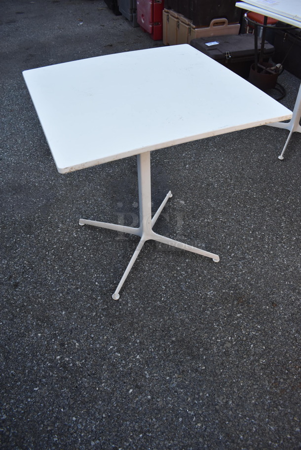 4 White Dining Height Tables on White Table Base. Stock Picture - Cosmetic Condition May Vary. 27.5x27.5x29. 4 Times Your Bid! - Image 3 of 8