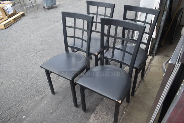4 Black Lattice Back Chairs With Cushioned Seats. 4 Times Your Bid!  Cosmetic Condition May Vary.   - Image 3 of 3