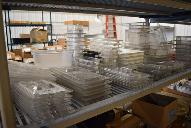 ALL ONE MONEY! BRAND NEW Lot of 45 Lids and 5 Drop In Bins. Includes 1/9x4, 1/3x6, 1/2x2.5