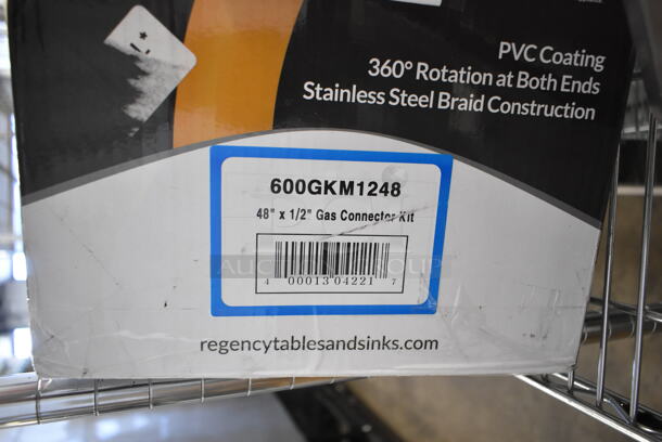 2 BRAND NEW SCRATCH AND DENT! Regency 600GKM1248 48" Mobile Gas Connector Hose Kit with 2 Elbows, Full Port Valve, Restraining Device, and Quick Disconnect - 1/2". 2 Times Your Bid! - Image 3 of 4