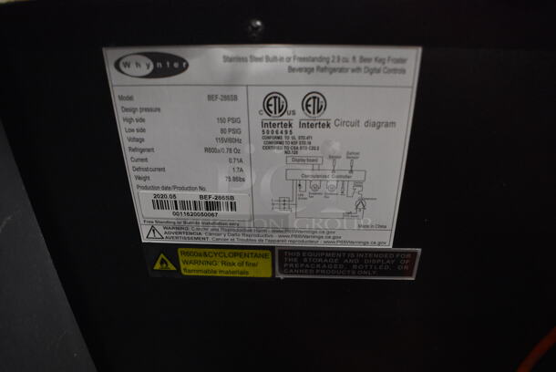 BRAND NEW SCRATCH AND DENT! 2020 Whynter BEF-286SB Stainless Steel Beer Keg Froster Beverage Cooler. 110-120 Volts, 1 Phase. 15x22x35. Tested and Working! - Image 6 of 6