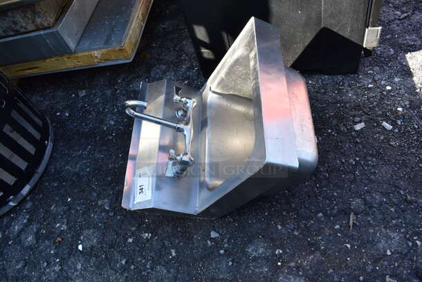 Stainless Steel Commercial Single Bay Wall Mount Sink w/ Faucet and Handles. 18x16x20 - Image 2 of 4