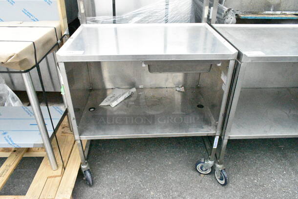 National Cart Co Stainless Steel Portable Table w/ Under Shelf and Drawer on Commercial Casters.  - Image 3 of 7