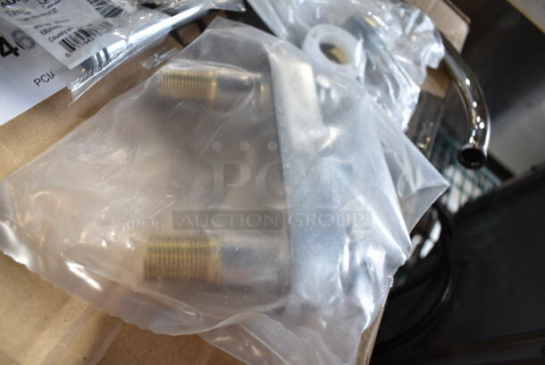 BRAND NEW SCRATCH AND DENT! Chicago 611943488192 895-317GN8AE35ABCP Deck-Mounted Faucet with 4" Centers and 8" Rigid / Swing Gooseneck Spout - Image 4 of 7