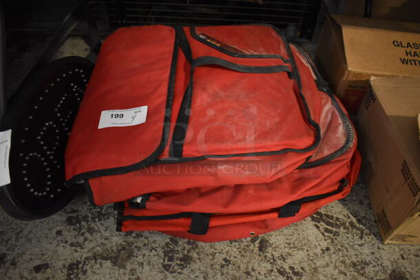4 Red Poly Insulated Pizza Delivery Food Bags. 19x19x5. 4 Times Your Bid!