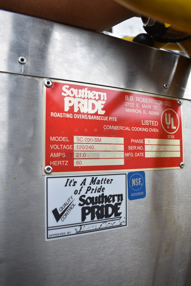 Southern Pride SC-200-SM Stainless Steel Commercial Electric Powered Single Door Smoke Chef Smoker on Commercial Casters. 120/240 Volts, 1 Phase.  - Image 4 of 4
