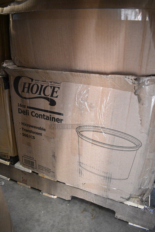 PALLET LOT of 32 BRAND NEW Boxes Including Choice 16 oz Paper Frozen Yogurt Cups, 500CC12HD 12 oz. Plastic Cold Cup - 1000/Case, 127RD16BULK Choice Microwavable Round Deli Container, 433L16C Choice Pint Size Natural Kraft Paper Bag - 500/Case, Dyson Purifier Filter, 164CUSHWGBK Lancaster Table & Seating Spartan Series 2 1/2" Black Vinyl Padded Seat for Chair and Barstool, 2 Box 5001RT800B Lavex 8" White Hardwound Paper Towel, 800 Feet / Roll - 6/Case, 186CVB4810 VacPak-It 186CVB4810 8" x 10" Chamber Vacuum Packaging Pouches / Bags 4 Mil - 1000/Case, Choice 1/6 Standard Size White "Thank You" Standard-Duty Plastic T-Shirt Bag - 700/Case, 347RP9WHSS Visions Wave 9" White Plastic Plate - 180/Case, 130HCUTWR Visions Individually Wrapped White Heavy Weight Plastic Fork - 1000/Case. 32 Times Your Bid! - Image 4 of 12