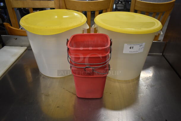 ALL ONE MONEY! Lot of Poly Containers and Red Poly Buckets