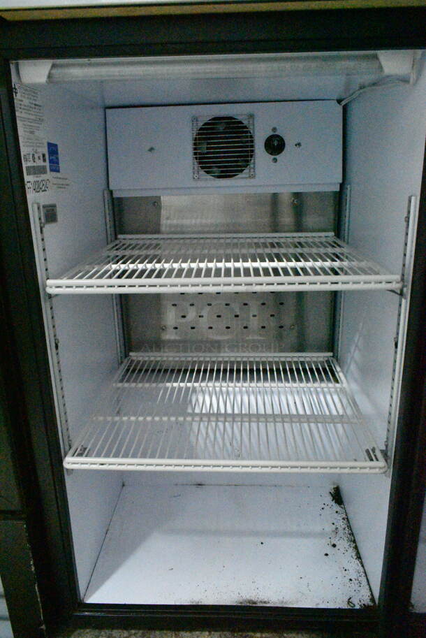 QBD DC6LP Metal Commercial Single Door Mini Cooler Merchandiser w/ Poly Coated Racks. 115 Volts, 1 Phase. Tested and Powers On But Does Not Get Cold
 - Image 2 of 3