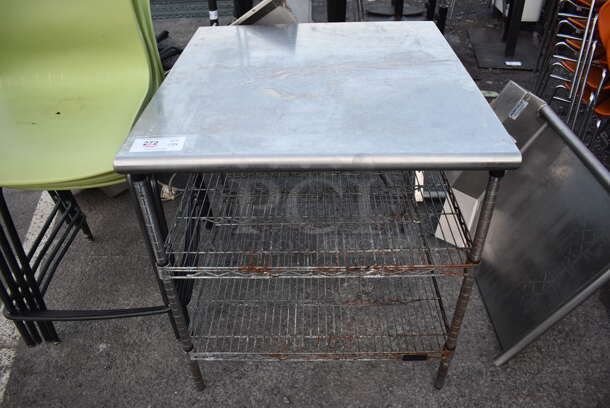 Stainless Steel Table w/ 2 Wire Under Shelves. 30x32x34