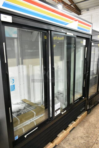BRAND NEW SCRATCH AND DENT! 2024 True GDM-49 Metal Commercial 3 Door Reach In Cooler Merchandiser w/ Poly Coated Racks. 115 Volts, 1 Phase. Tested and Working!