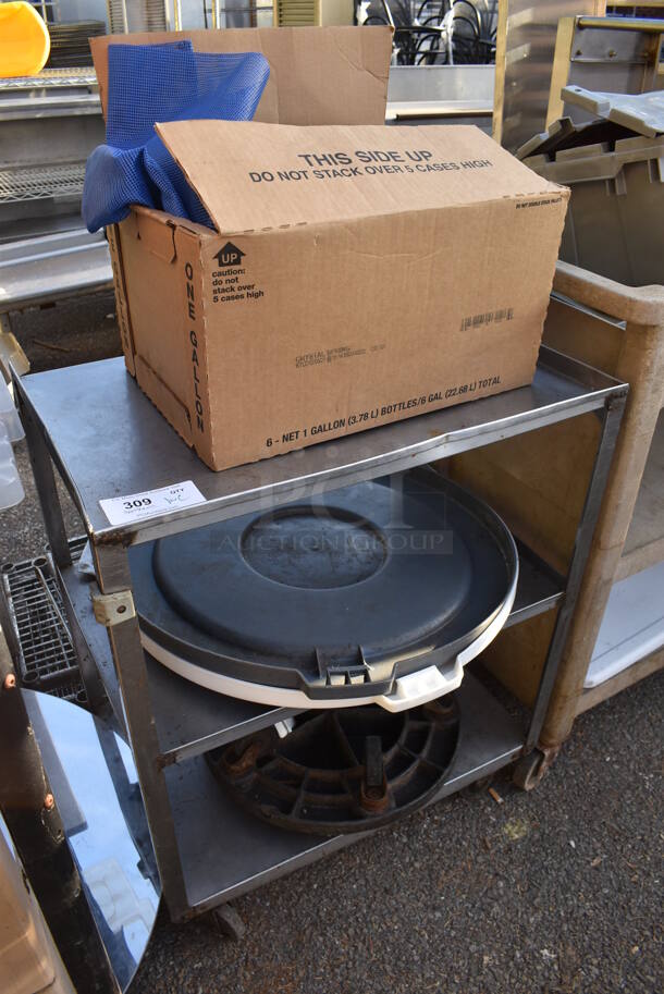 Metal 3 Tier Cart w/ Contents on Commercial Casters. 28x18x33 - Image 2 of 4