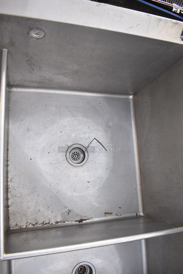 Stainless Steel Commercial L Shaped 3 Bay Sink w/ Dual Drain Board. No Legs. Bays 26x26x13, 18.5x21x13. Drain Boards 19.5x26 - Image 5 of 7