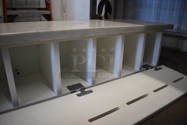 White 7 Cubby Box w/ Stone Countertop. 40x13x11 - Image 5 of 5