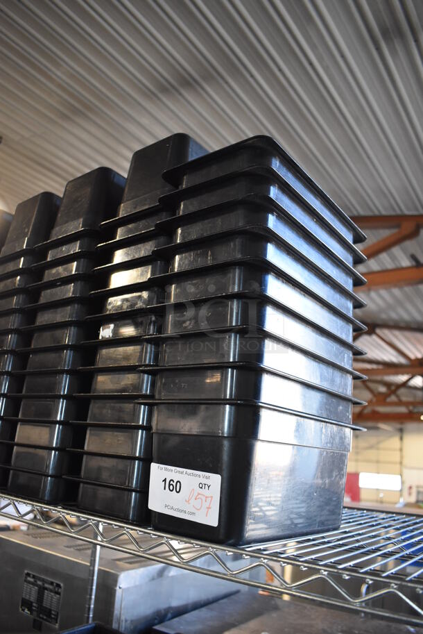 ALL ONE MONEY! Lot of 57 Cambro Black Poly 1/3 Size Drop In Bins. 1/3x6 - Image 2 of 3