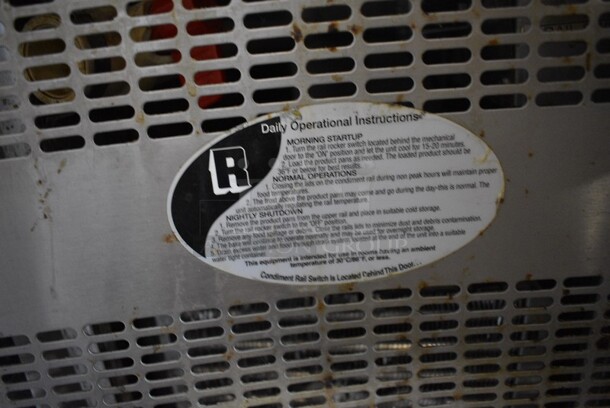 Randell Stainless Steel Commercial Sandwich Salad Prep Table Bain Marie Mega Top w/ 1 Door, 4 Drawers, Overshelf and Ticket Holder on Commercial Casters. 89x35x56.5. Tested and Does Not Power On - Image 7 of 7