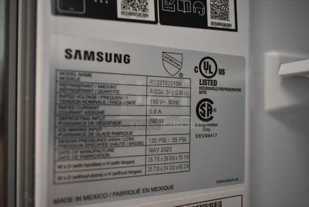 Samsung RS22T5201SR Stainless Steel Cooler Freezer Combo. 115 Volts, 1 Phase. Tested and Powers On But Does Not Get Cold
 - Image 4 of 6